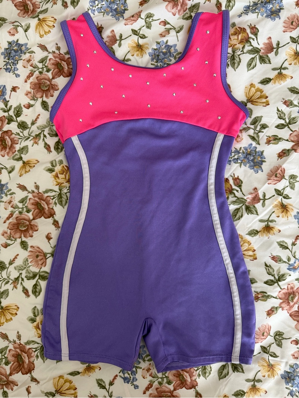 Danskin Girls Bright Pink and Purple Gymnastics Leotard